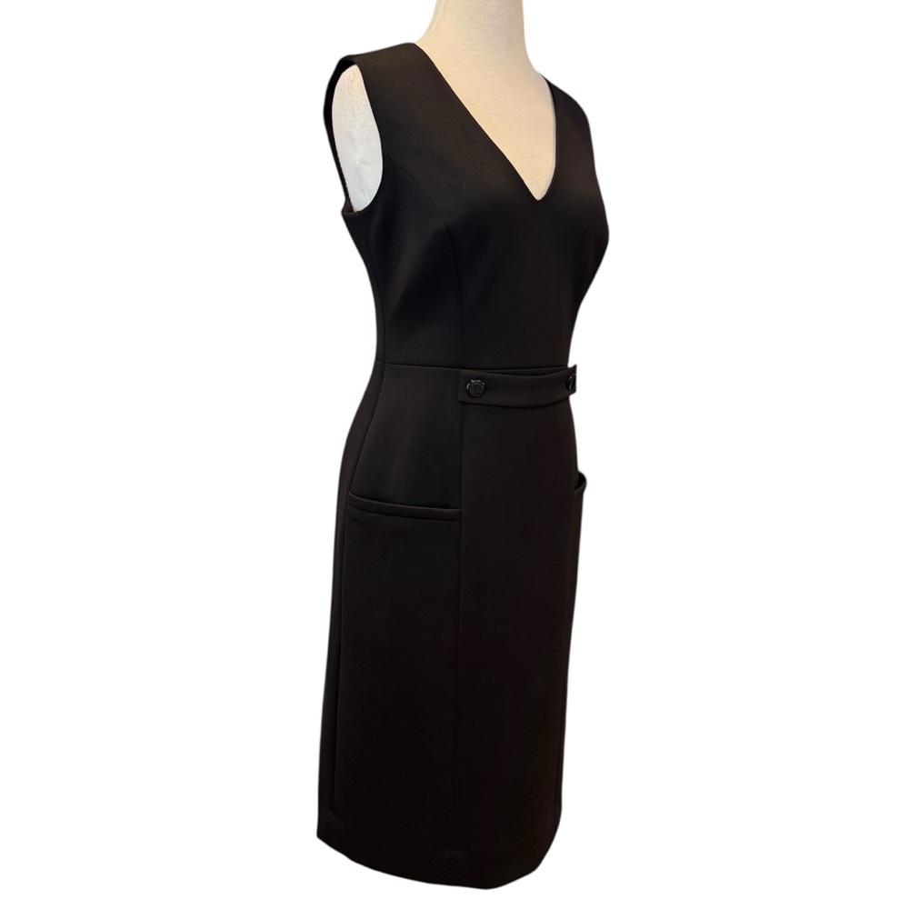 Etcetera Black V-Neck Sleeveless Sheath Dress with Pockets Size 6 - Picture 2 of 10